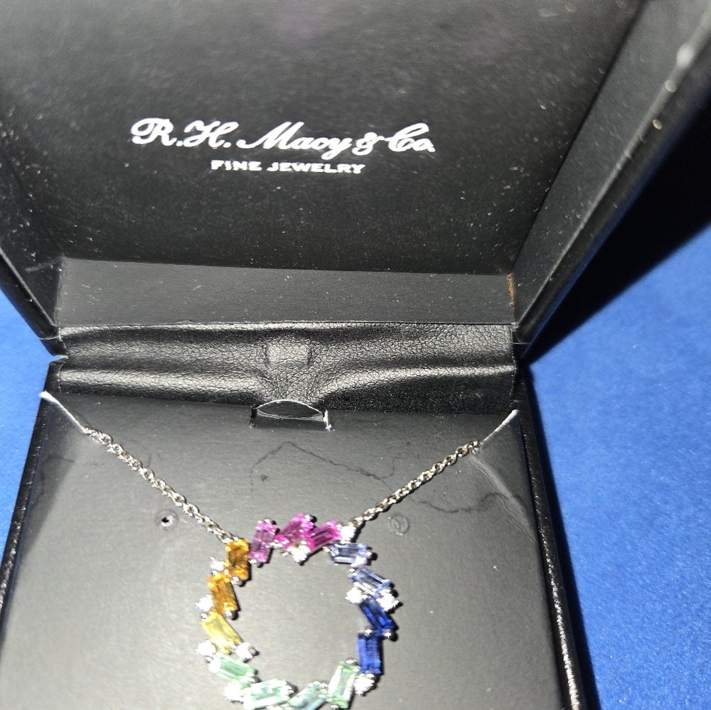 R H Macy & Co lab created slSapphire Rainbow Necklace
